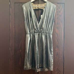 8 PM Silver & Gold Lame Mini Dress Medium